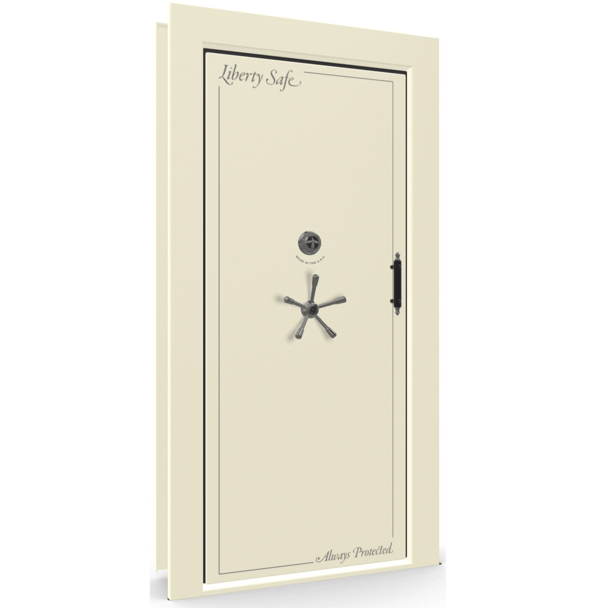 Vault Door Series | In-Swing | Left  Hinge | White Marble | Mechanical Lock - closed