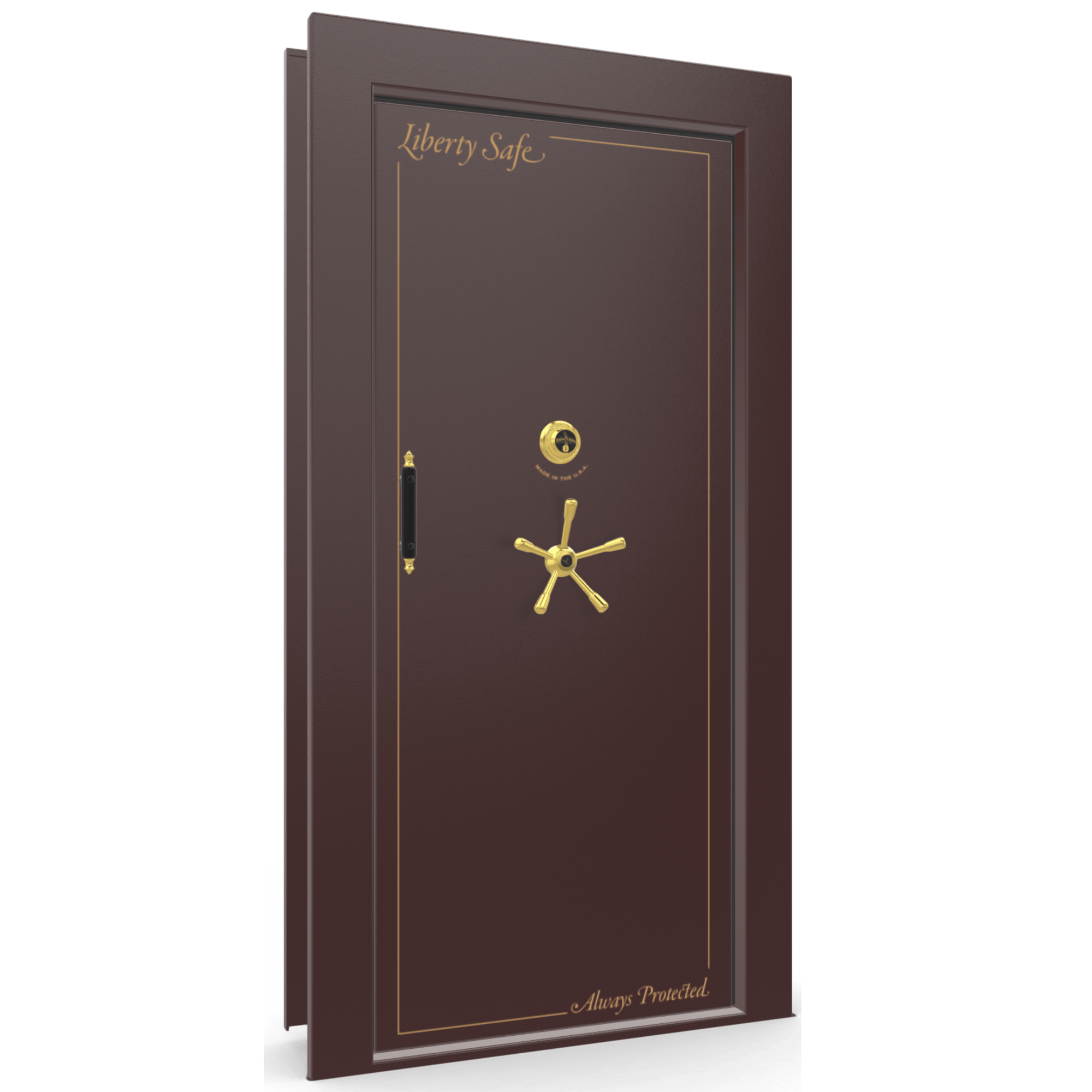 Vault Door Series | In-Swing | Right Hinge | Burgundy Marble | Mechanical Lock - closed