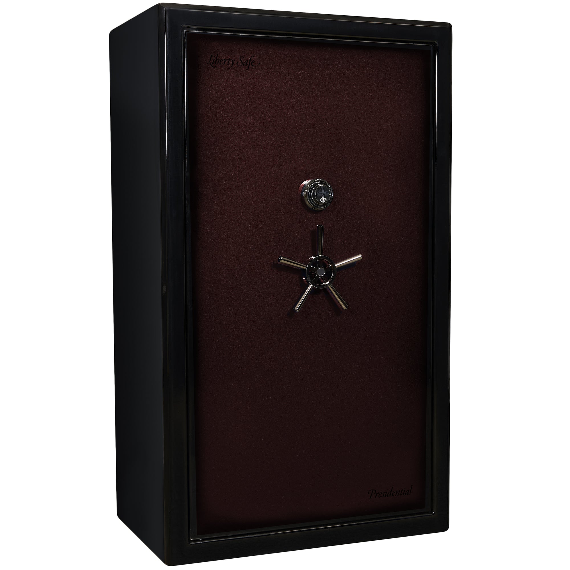 Presidential Series | Level 10 Security | 2.5 Hours Fire Protection | 50 | Dimensions: 72”(H) x 42”(W) x 27.75"(D*) | Burgundy Gloss Gloss | Mechanical Lock - Closed