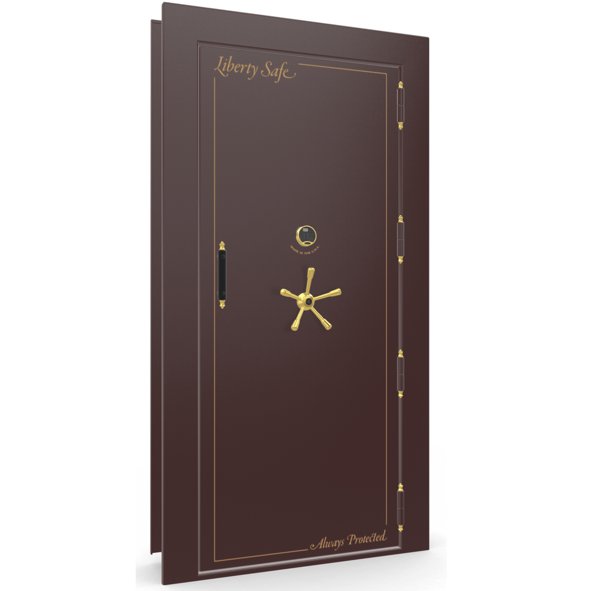 Vault Door Series | Out-Swing | Right  Hinge | Burgundy Marble | Electronic Lock - closed