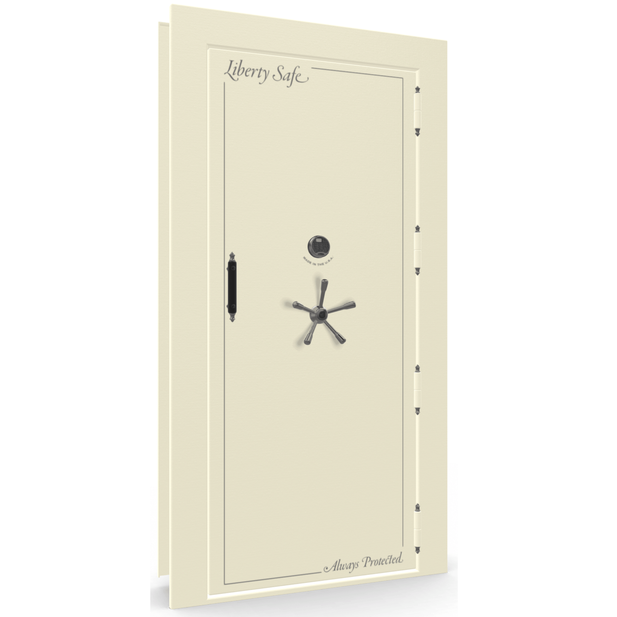 Vault Door Series | Out-Swing | Right  Hinge | White Marble | Electronic Lock - closed