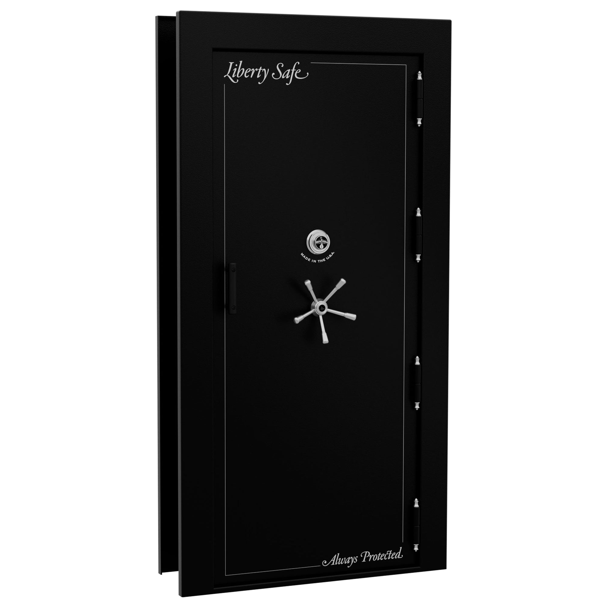 Vault Door Series | Out-Swing | Right  Hinge | Black Textured | Mechanical Lock - closed