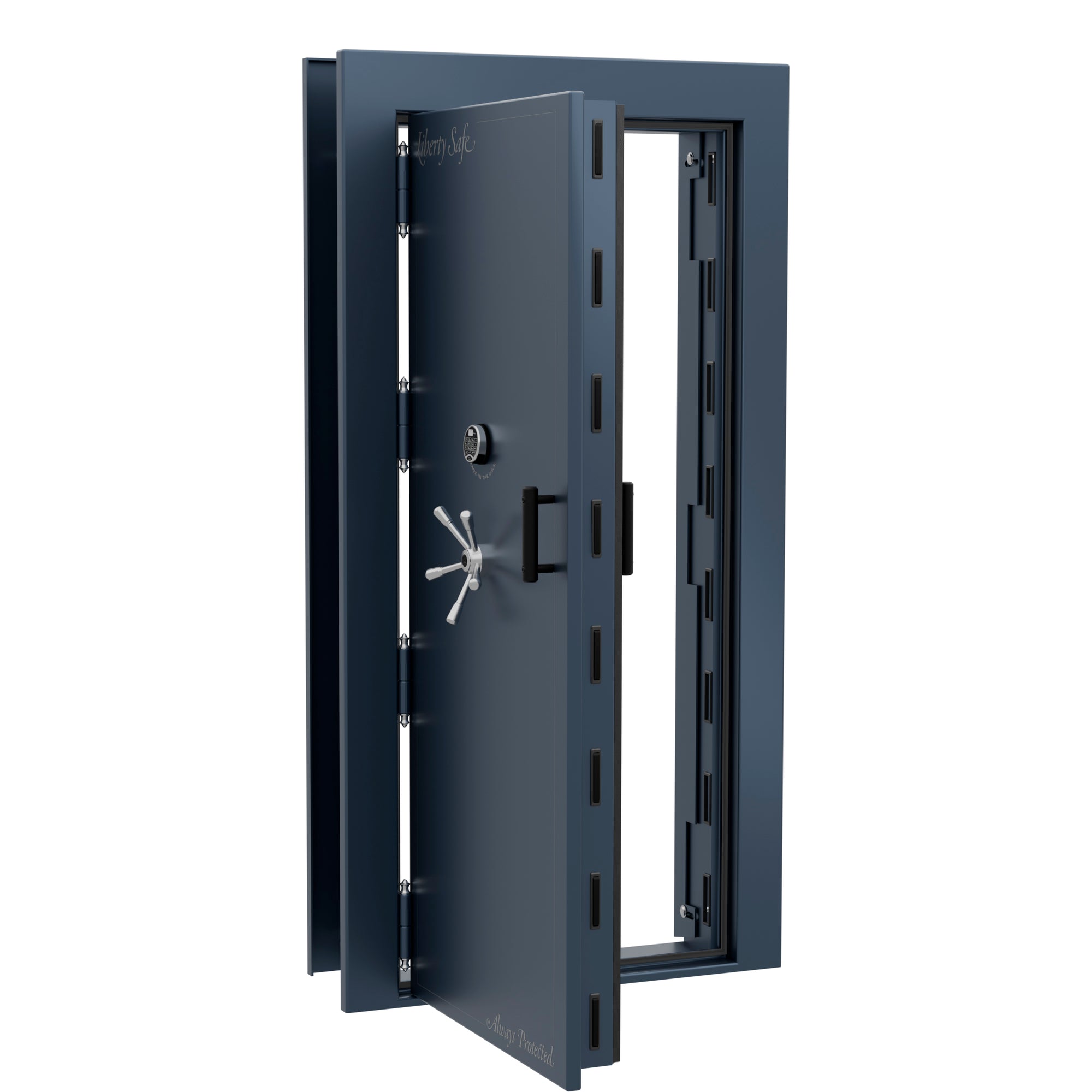 Vault Door Series | Out-Swing | Left  Hinge | Blue Gloss | Electronic Lock - open
