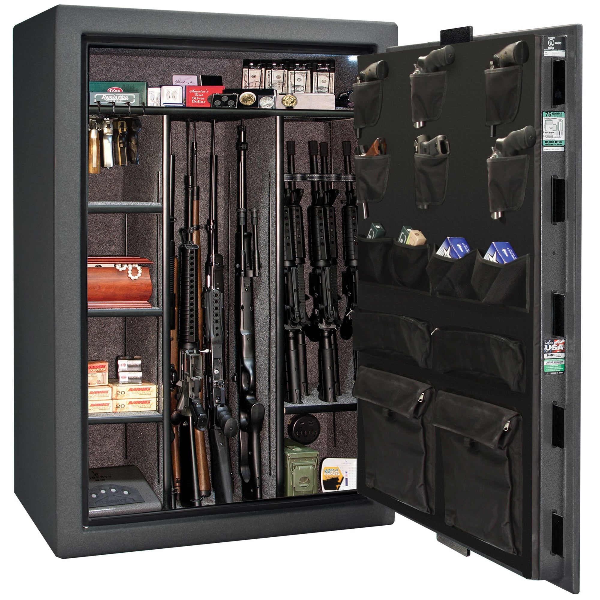 Colonial Series | Level 4 Security | 75 Minute Fire Protection | 35 | DIMENSIONS: 60.5"(H) X 42”(W) X 22"(D*) | Granite Textured | Mechanical Lock - open