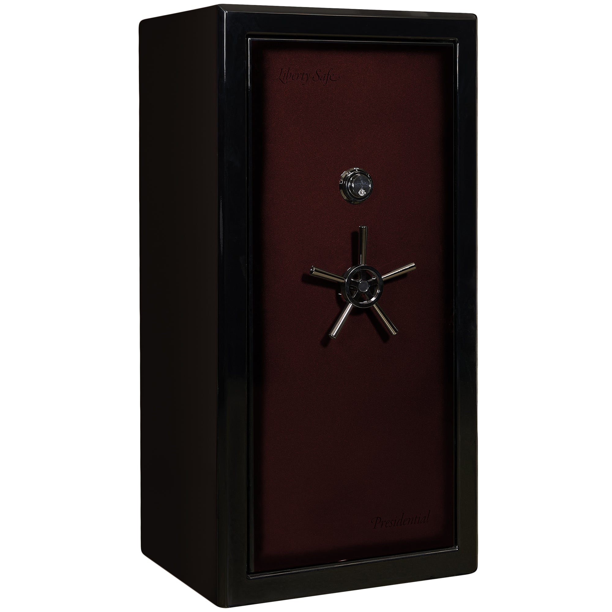 Presidential Series | Level 10 Security | 2.5 Hours Fire Protection | 25 | Dimensions: 60"(H) x 30"(W) x 24.75"(D*) | Burgundy Gloss | Mechanical Lock - Closed