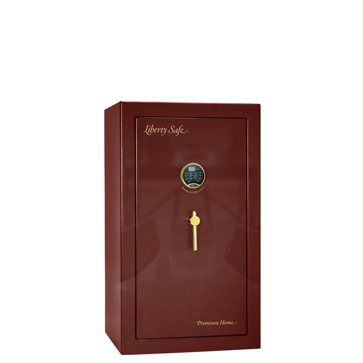 Premium Home Series | Level 7 Security | 2 Hour Fire Protection | 12 | Dimensions: 41.75&quot;(H) x 24.5&quot;(W) x 19&quot;(D) | Burgundy Gloss Brass - Closed Door